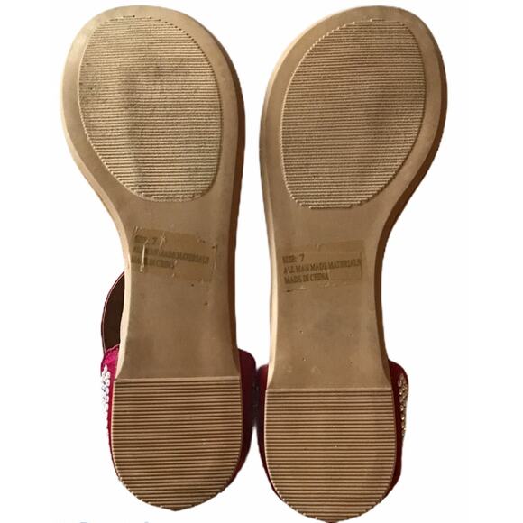 Shi By Journeys Women's 7 Pink T-Strap Gladiator Rhinestone Sandals Glam Bling - Picture 9 of 11